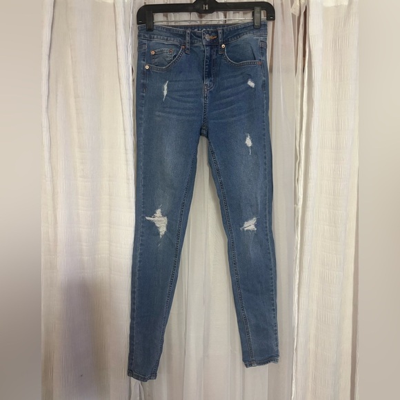 Wild Fable Blue Skinny Jeans Distressed Style - Picture 3 of 7